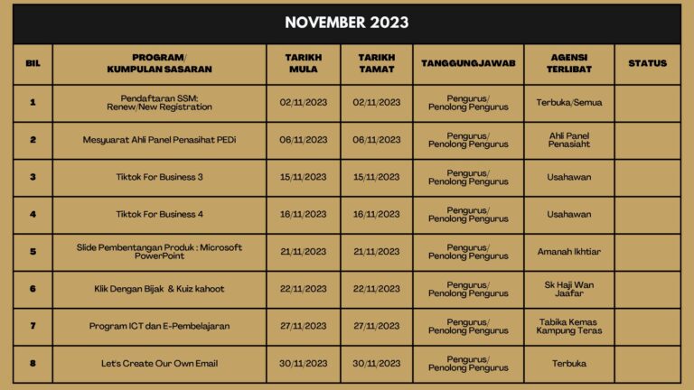 JADUAL NOVEMBER 2023
